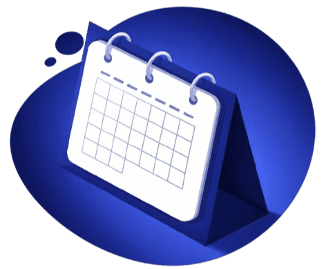 Ilustración isométrica detallada de un calendario con sincronización en la nube y iconos flotantes